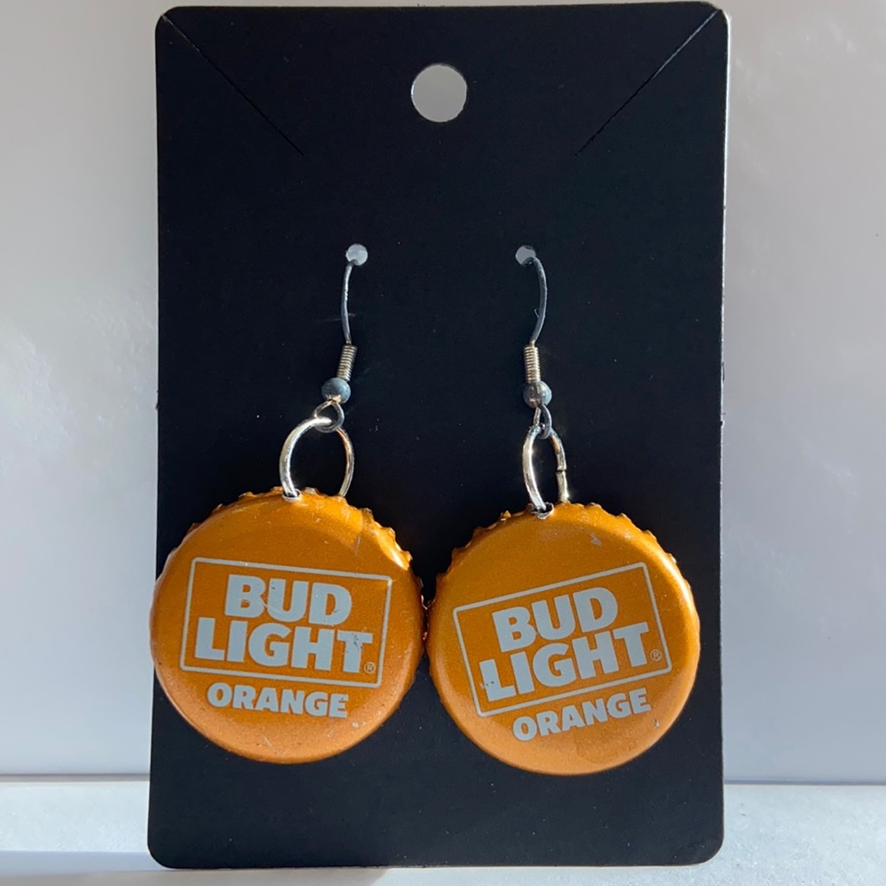 Bud light orange dangle earrings